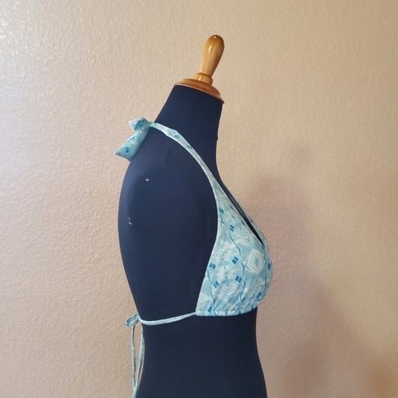 Volcom Bikini Swimsuit Triangle Top XL Blue New - Picture 3 of 6